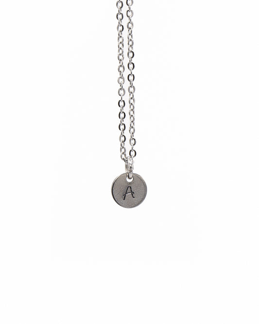 Stainless Surgical Steel Hand Stamped Initial Necklace